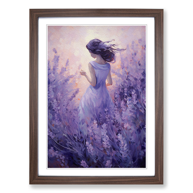 Lavender Flower Impressionism No.2 - Framed Print, Walnut, 46cm H x 34cm W x 2cm D