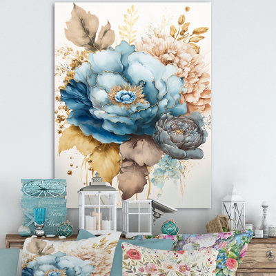 " Golden Blue Flower Arrangement III "