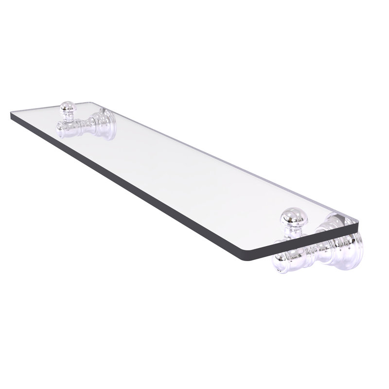 Freyja Glass Accent Shelf with Towel Bar, 2.4" H x 22" W x 5.54" D, Polished Chrome