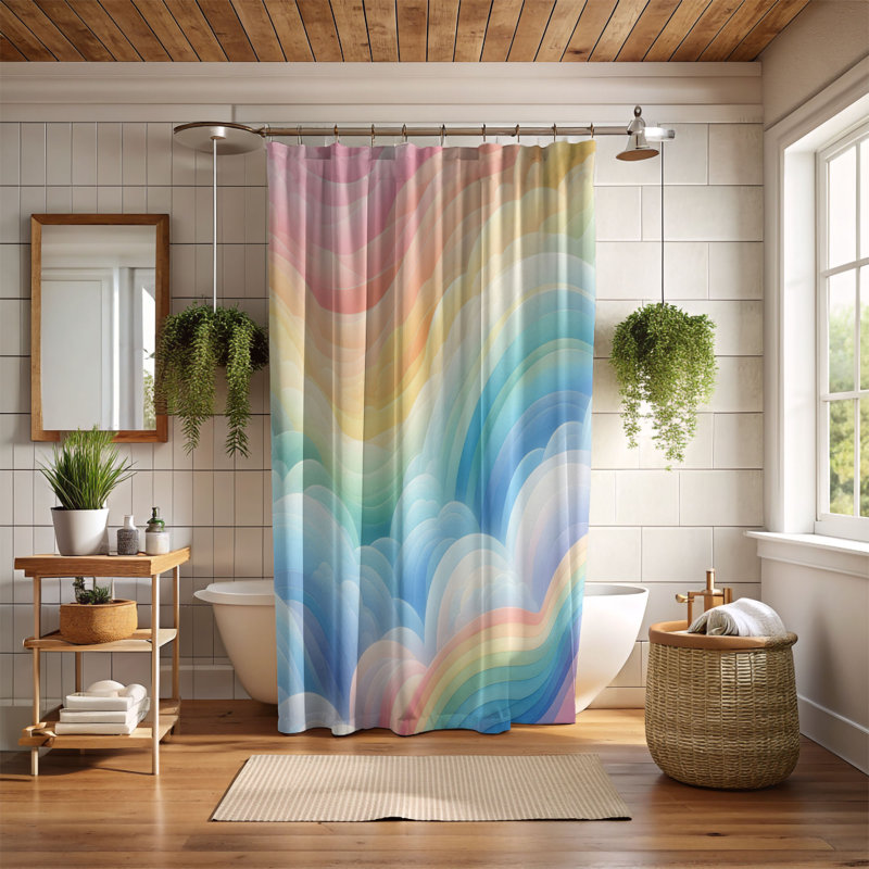 Colour Gradient Glow - 1 Piece Standard Shower Curtain, 74"H x 71"W