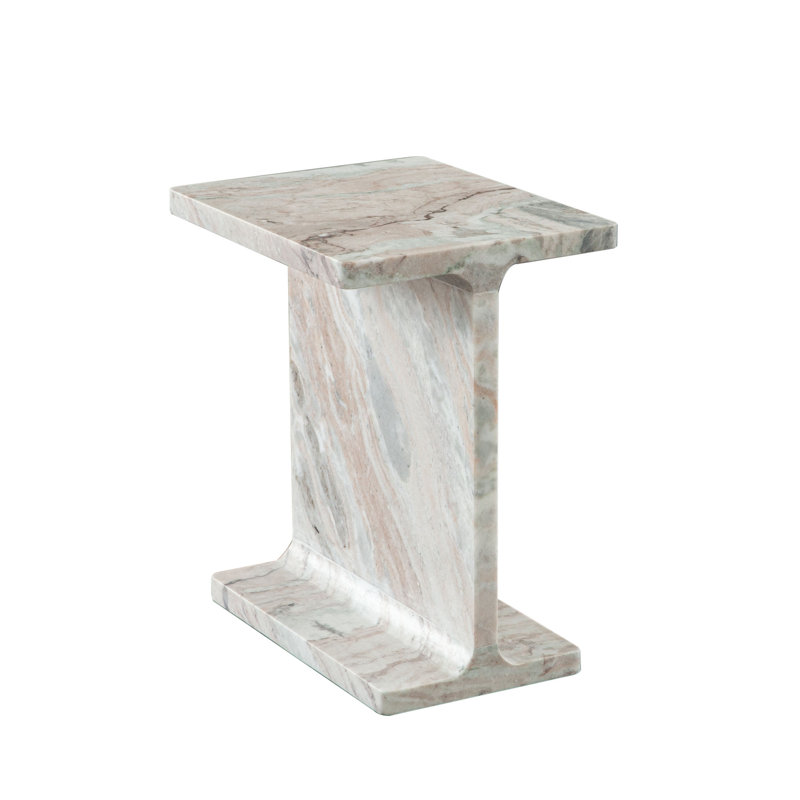 Natural Marble I-Beam Accent Table, 15 x 12 x 18