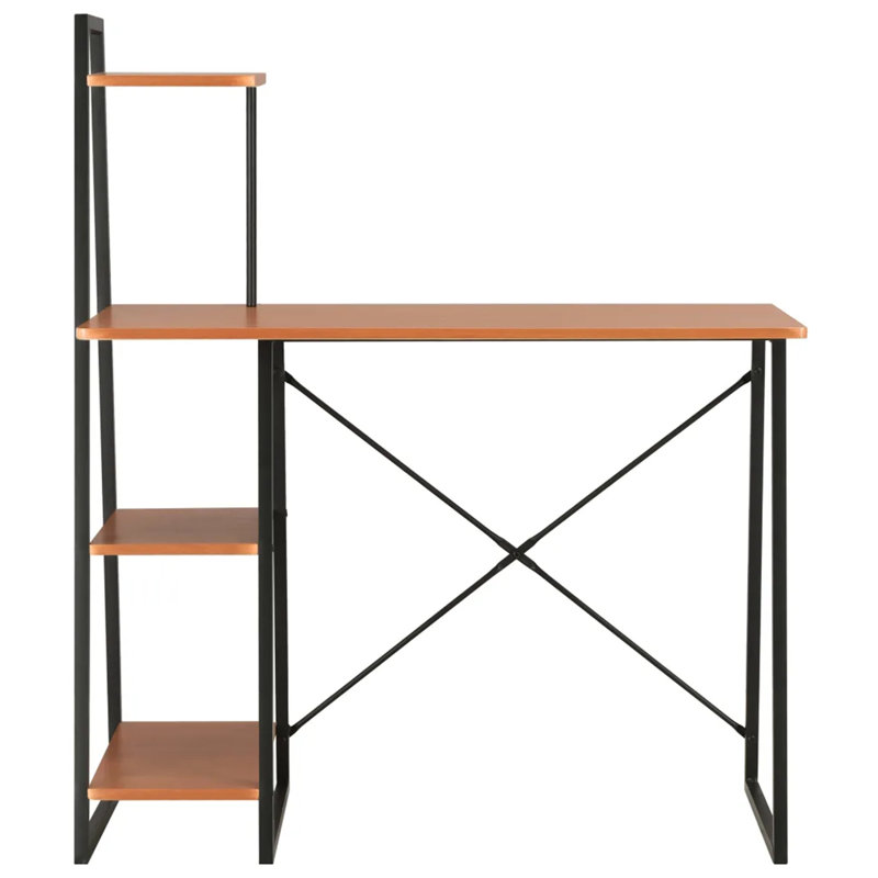 Abrienda Metal Base Writing Desk, Brown, Black
