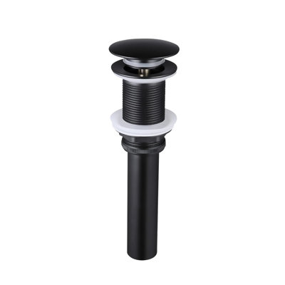 Robinet pour salle de bain à poignée simple avec bec cascade et bonde escamotable, acier inoxydable noir mat, débit doux, installation simple pour les éviers sans trop-plein