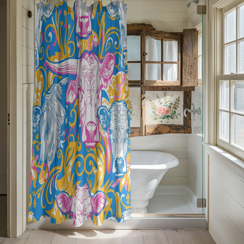 Western Chic Patterns - Rideau de douche standard 1 pièce, H 74 po x l 35 po