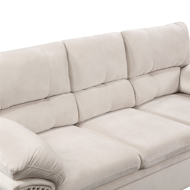 Canapé à accoudoirs en velours 80,3 po Manella, Velours beige
