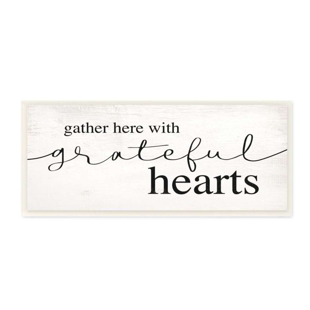 Gather Grateful Hearts Phrase Charming Home Design by Daphne Polselli - Graphic Art Print Stupell Industries 