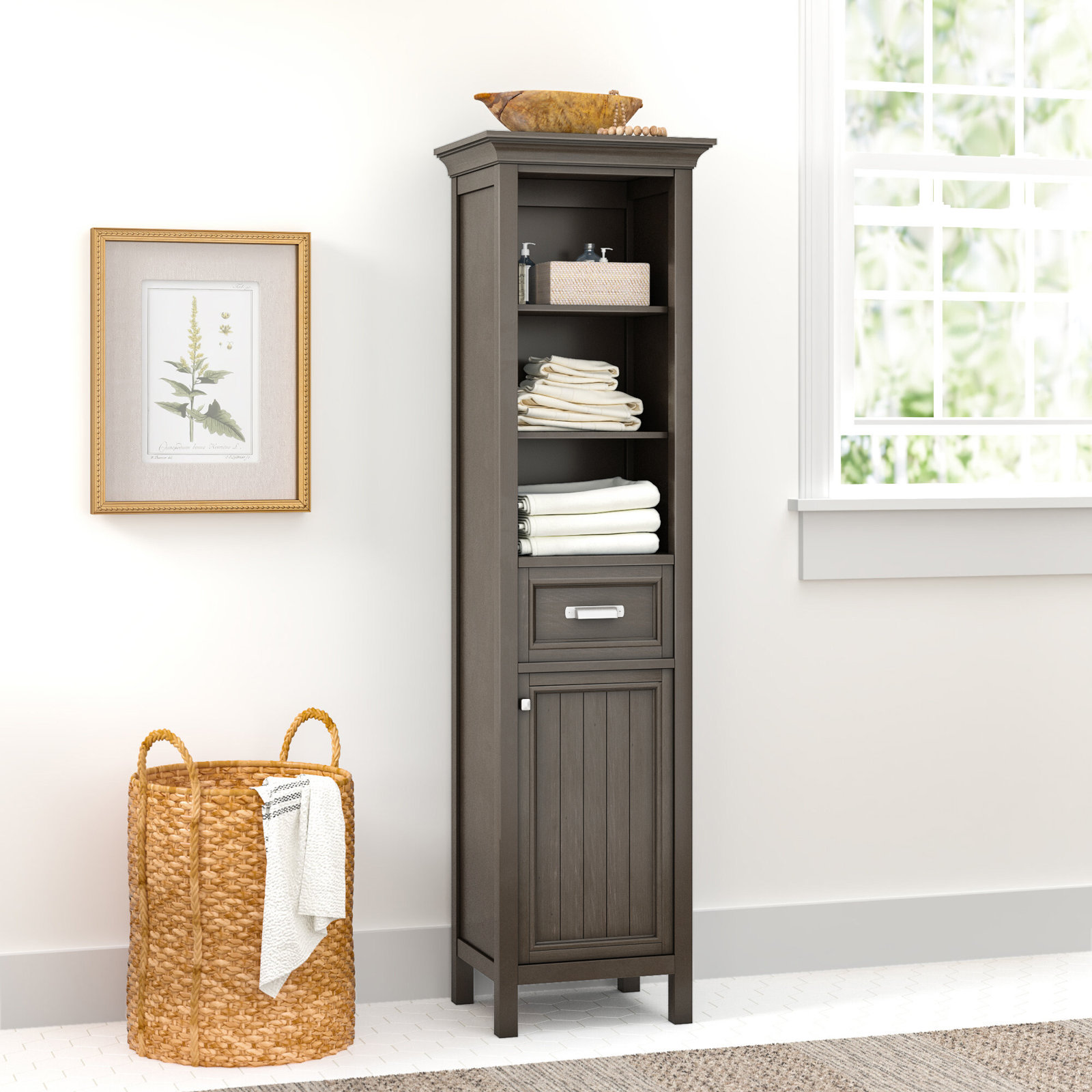 Nardi Linen Cabinet, Distressed Gray