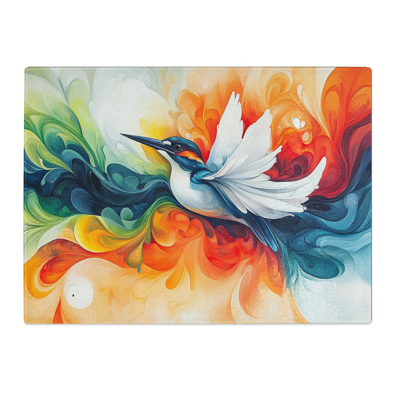 Kingfisher Portrait  Glass Chopping Board