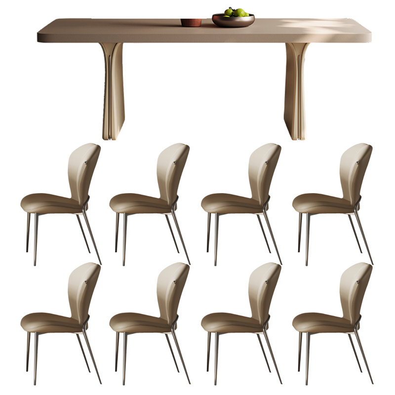 Modern Simple Large Rock Slab Dining Table Set