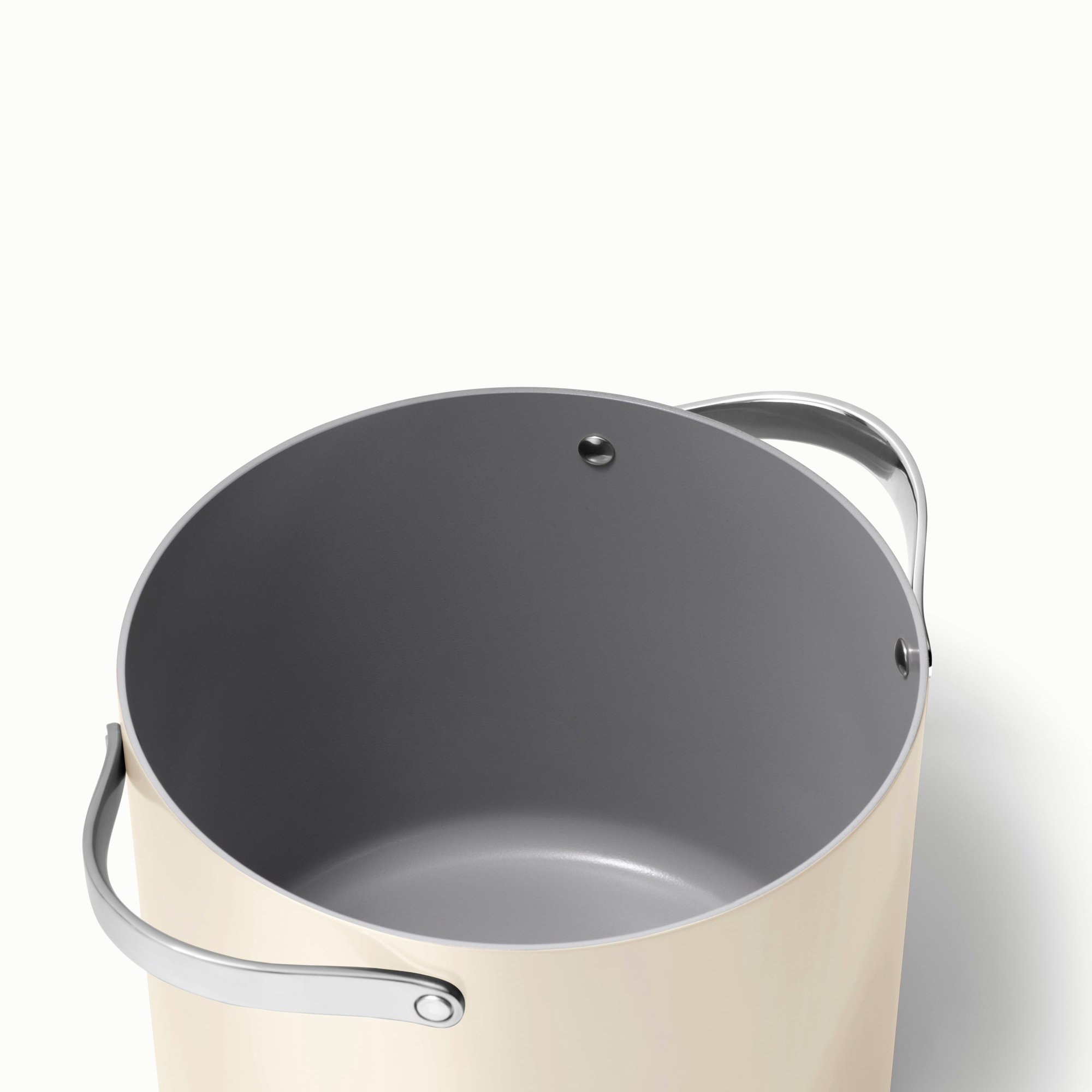 Caraway Nonstick Ceramic Petite Cooker W/ Lid, Cream, 12 quarts