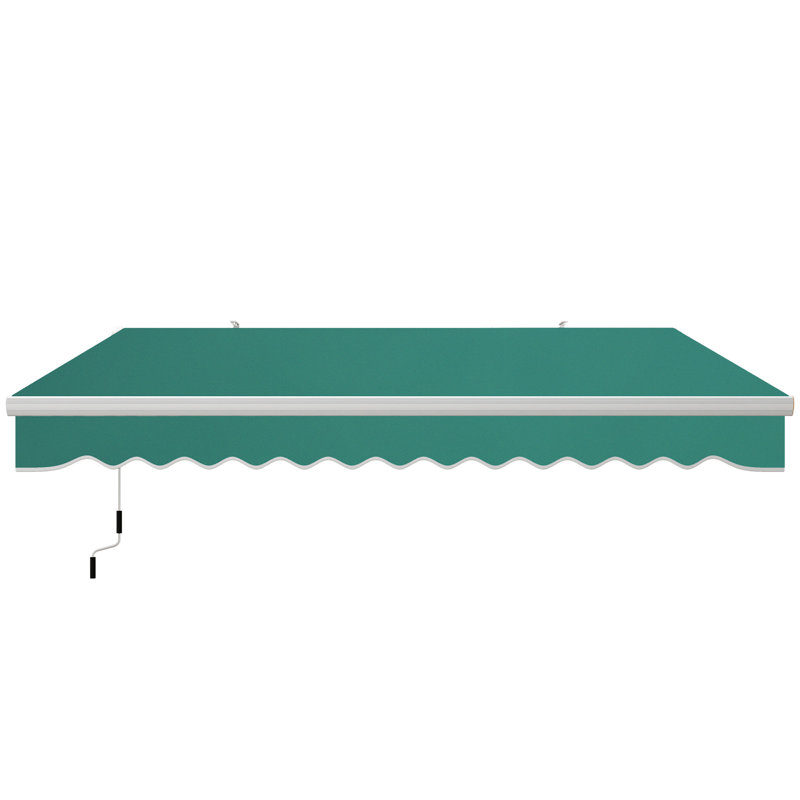 Auvent de patio rétractable, abri pare-soleil 13 pi x 8 pi avec manivelle pour terrasse, balcon, cour, vert, Couleur unie