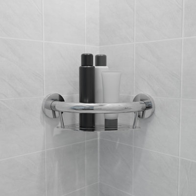 PLUS Corner Shelf 9.5", Grab Bar for Bath and Shower Safety (500 lb. Capacity)