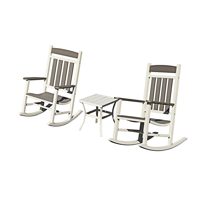 Ensemble de 3 chaises berçantes d'extérieur