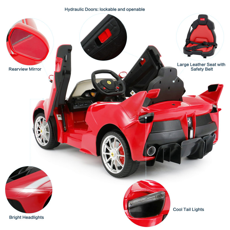 Licensed Ferrari LaFerrari Racing Ride On Car 12V Kids Electric Car With Remote Control, Openable Hydraulic Door