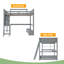 Lit mezzanine double avec bureau en L à rangement multiple, lumière DEL et station de charge USB, banc de rangement avec 2 tiroirs-1758710242