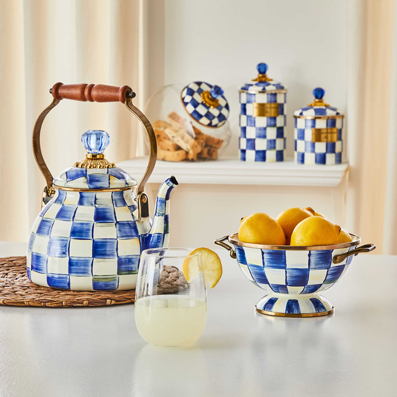 Royal Check Canister, 9.75" H x 5" W x 5" D