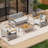  4 PCS Aluminum Patio Conversation Set with 5.9" Cushions, Sofa, 2 Armchairs & Coffee Table-903925537-903925551-977544967
