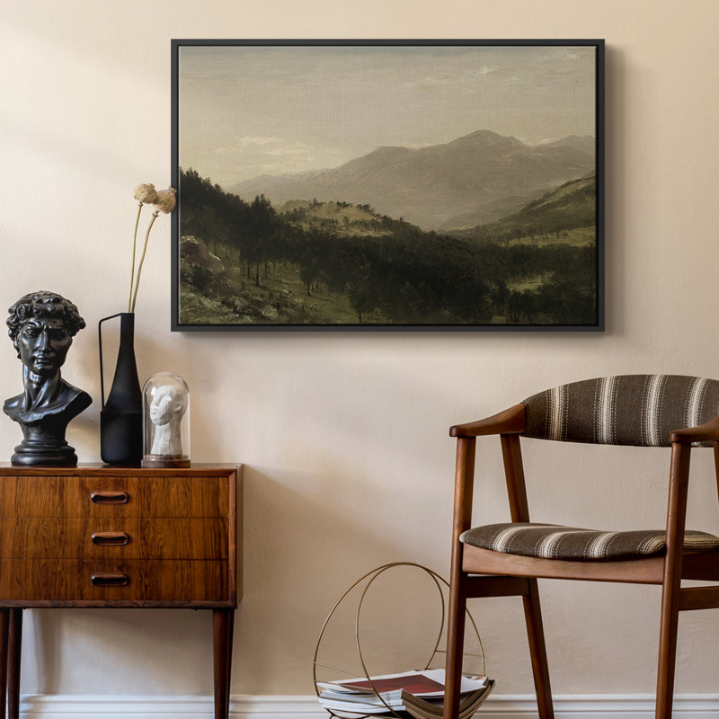 Paysage rétro - DLXV, Toile avec cadre flottant noir, H 25 po x l 37 po