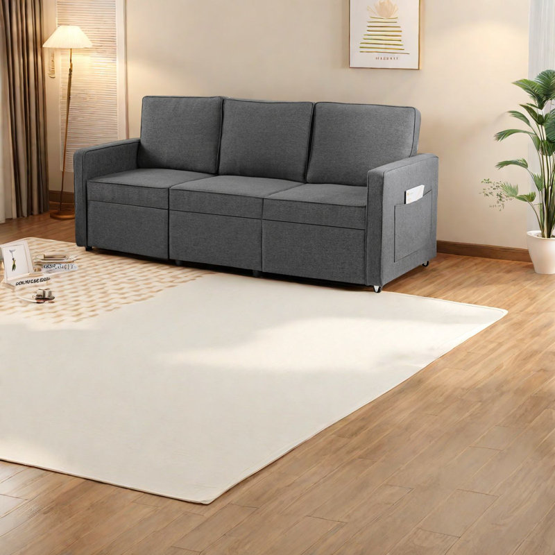 Space-saving Modern Linen Sofa, Extendable Couch For Family & Small Spaces