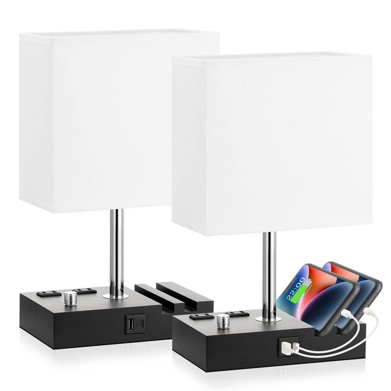 Lampe de table Simrit, H 13,40 po x l 4,5 po x P 7,7 po, Blanc