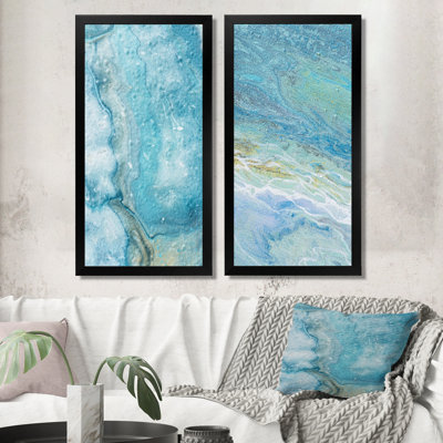 «Light Blue Clouds of Abstract Paint», ensemble de 2 photographies sur toile