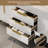 Aro 59" Double Sink Freestanding Bathroom Vanity Drawers & Doors Faux Marble Top-1853863831
