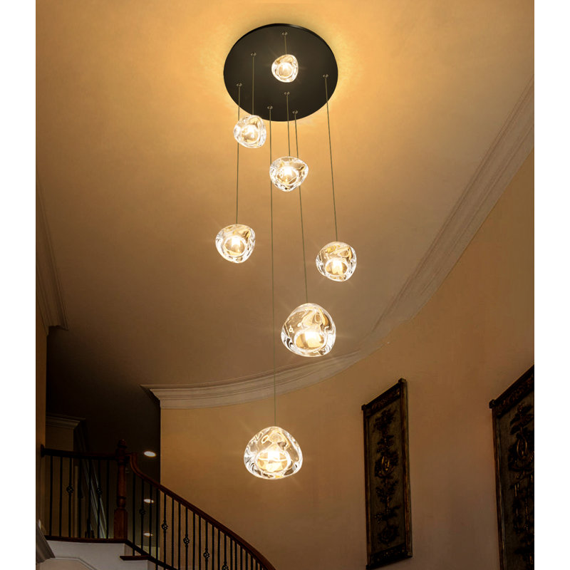 Lustre 7 lumières en cristal Glam Pendants, Noir mat