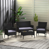 Lavedan Rattan 4 - Person Sofa Set with Cushions