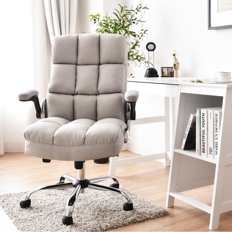 Gheorghe Linen Desk Chair, Beige