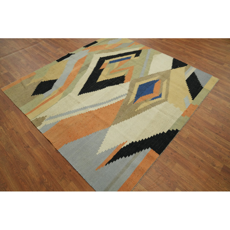 Tapis carré en laine Kilim