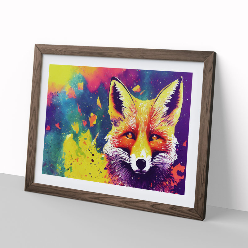 Fox Splashed Vol.1 Abstract - Single Picture Frame Painting, 34cm H x 46cm W x 2cm D, Walnut