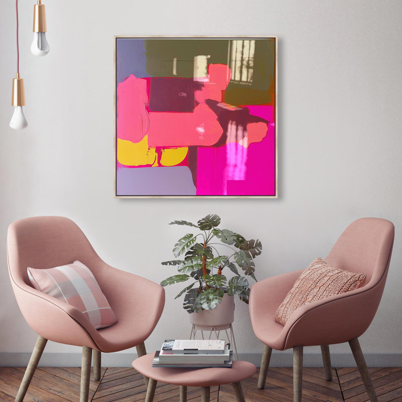 Oliver Gal California Echo II Abstract - Hand-Applied Glass Coat Framed Canvas Art, Cream, 24" H x 24" W