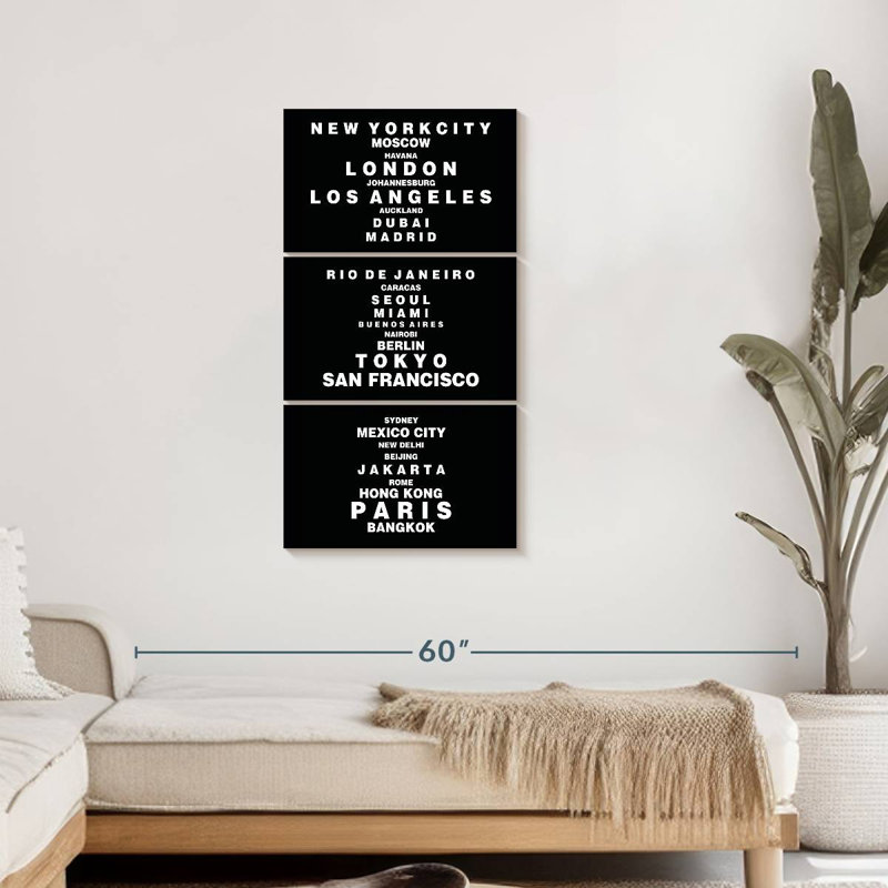 Reproduction sur toile multi-pièces World World, H 44 po x l 21 po x P 1,25 po