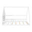 Lit double en bois blanc avec clôture, zone de couchage pour fenêtre pour jeunes utilisateurs et clôture solide + structure, jeu à DEL, chambre sans sommier-1010750862