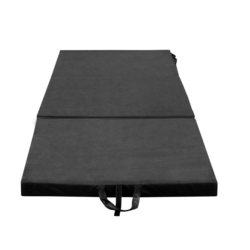 Twin Black Suede Tri-Fold Mattress with Mesh Sides
