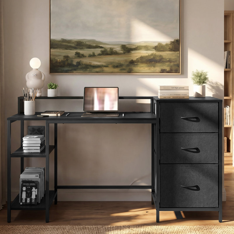 MDF Steel Computer Desk, Black