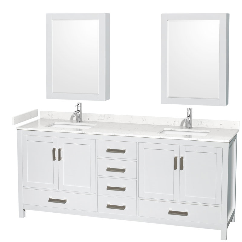 Sheffield 79" Double Bathroom Vanity Base Only, White