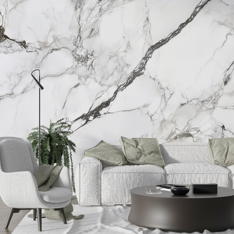 Elegant White Marble Vein, 96" L x 108" W