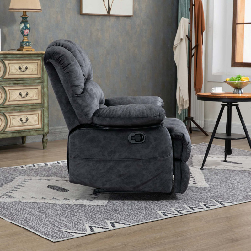 Grand fauteuil inclinable manuel en tissu pour le salon, Gris foncé