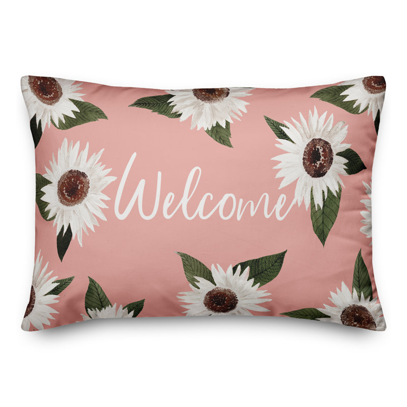  Housse de coussin rectangulaire d'extérieur Welcome Flowers, Rose