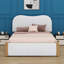Upholstered Platform Bed With Wood Supporting Feet And  Trundle Bed