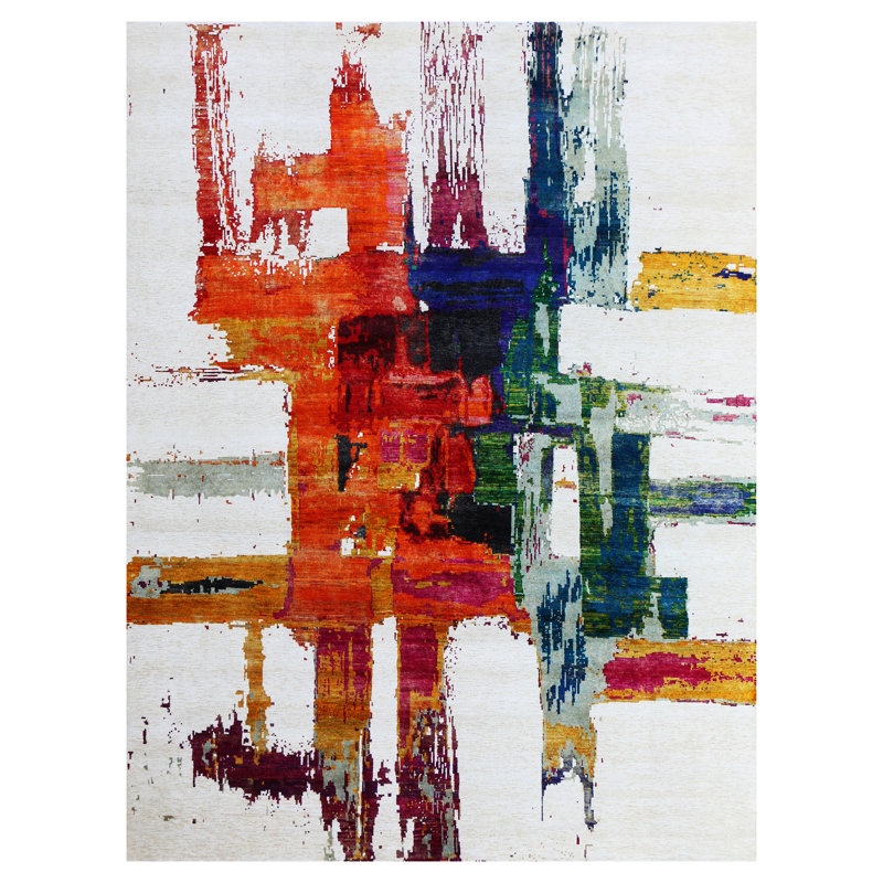 Hand Knotted Area Rug in Ivory