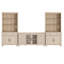 Buffet avec bahut, buffet avec 2 tiroirs, 3 tablettes à niveaux, 2 portes en verre et 6 portes en bois, beige clair, 125 po