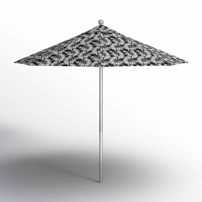 Parasol de marché 108 "x 108 Santana, Palmier graphite - Pacifica Premium, Argent anodisé