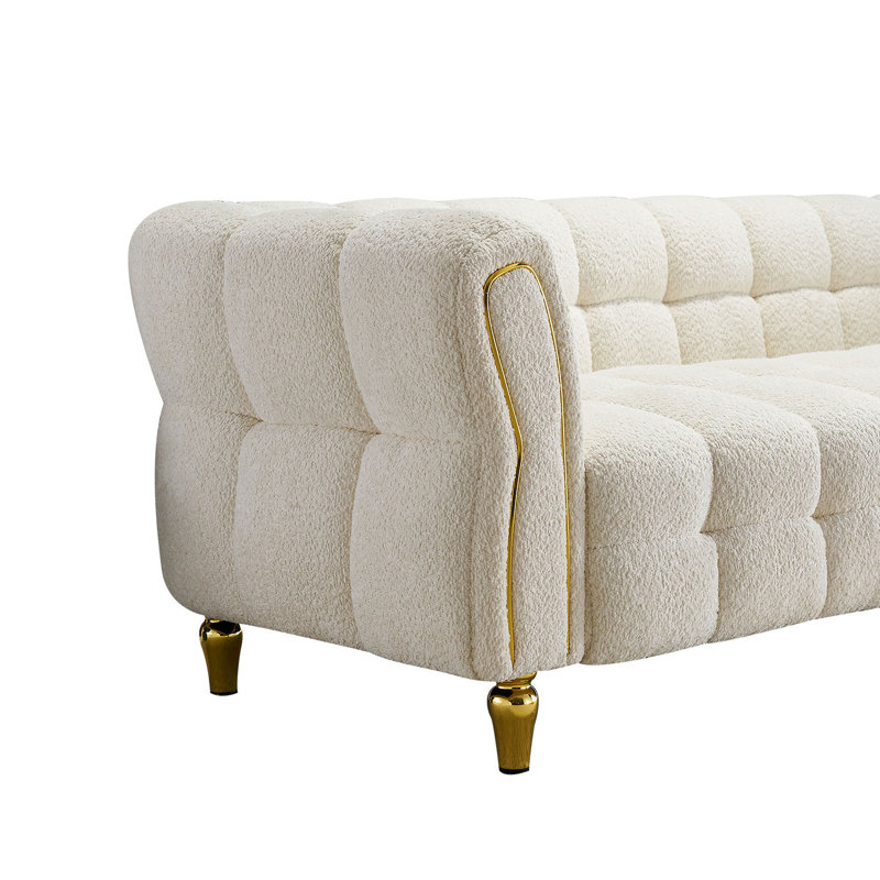 Canapé à accoudoirs évasés 87,01 po Chesterman, Mélange de polyester beige