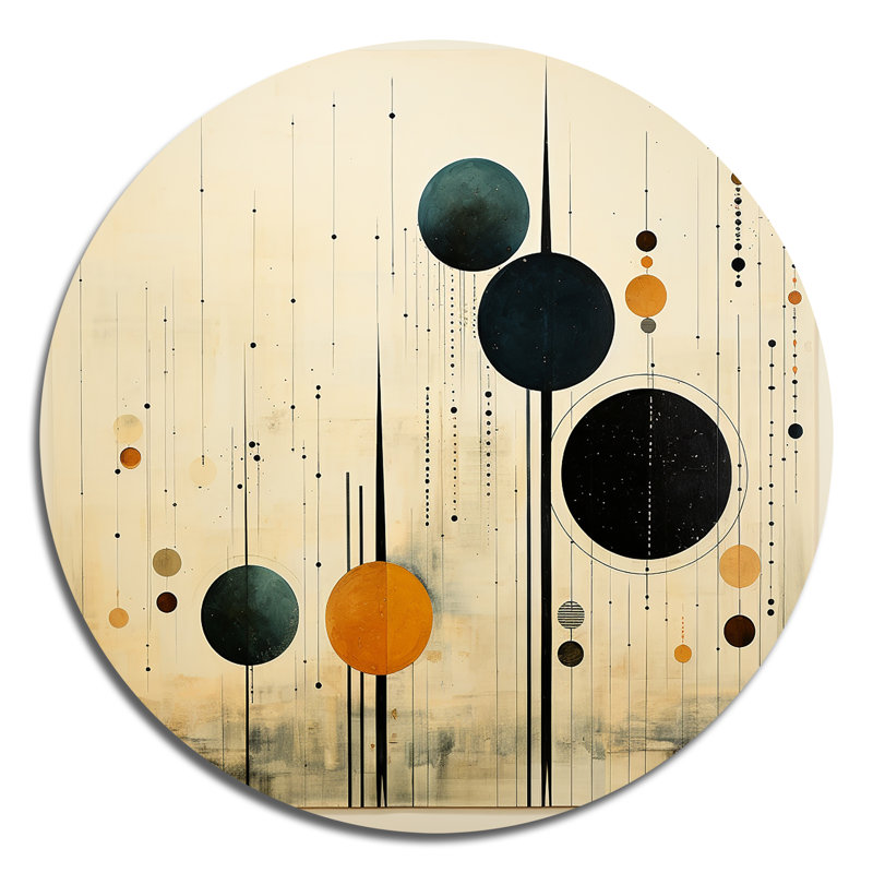 Oasis colorée de style Mid-Century coloré IV - Abstrait rond en métal, H 16 po x l 16 po