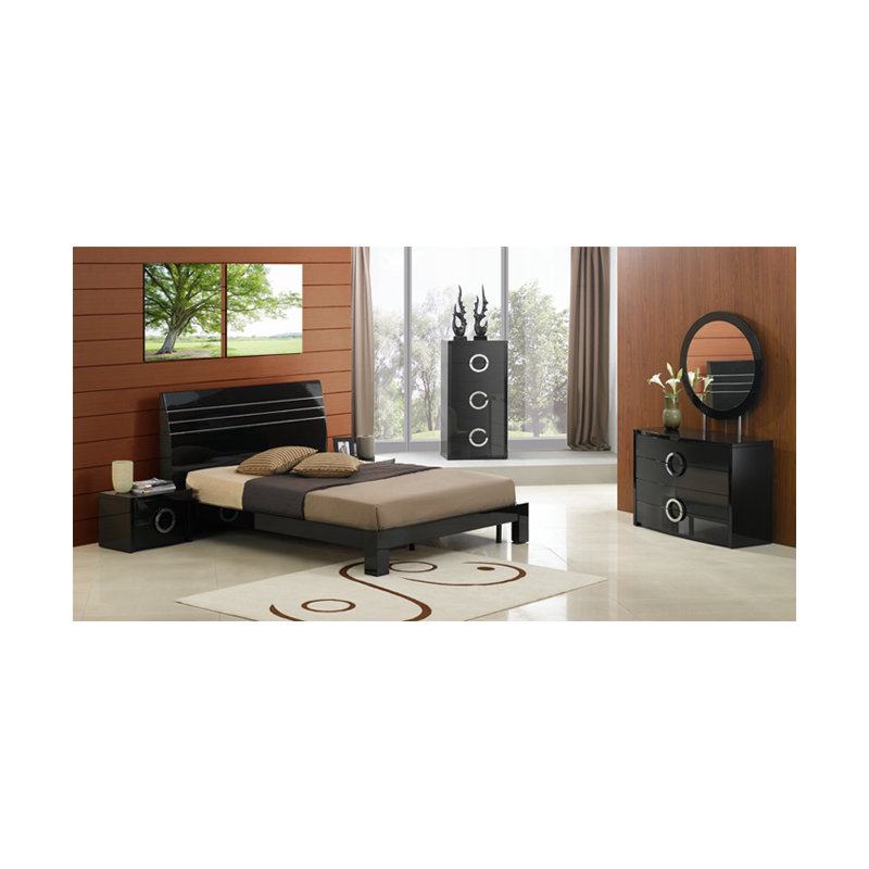 Belva Engineered Wood Wall Mirror, Black