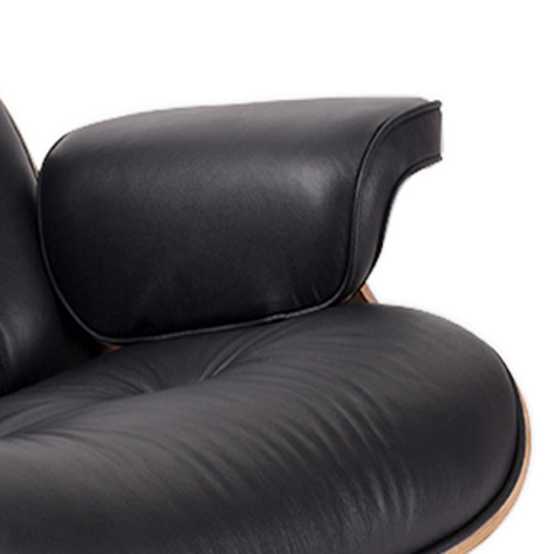 Raivo Upholstered Swivel Accent Chair, Black Leather