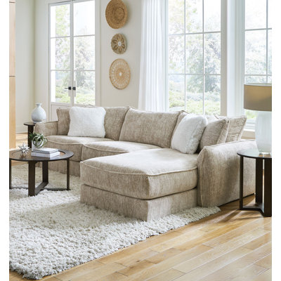 Russella Fabric Sectional, Parchment