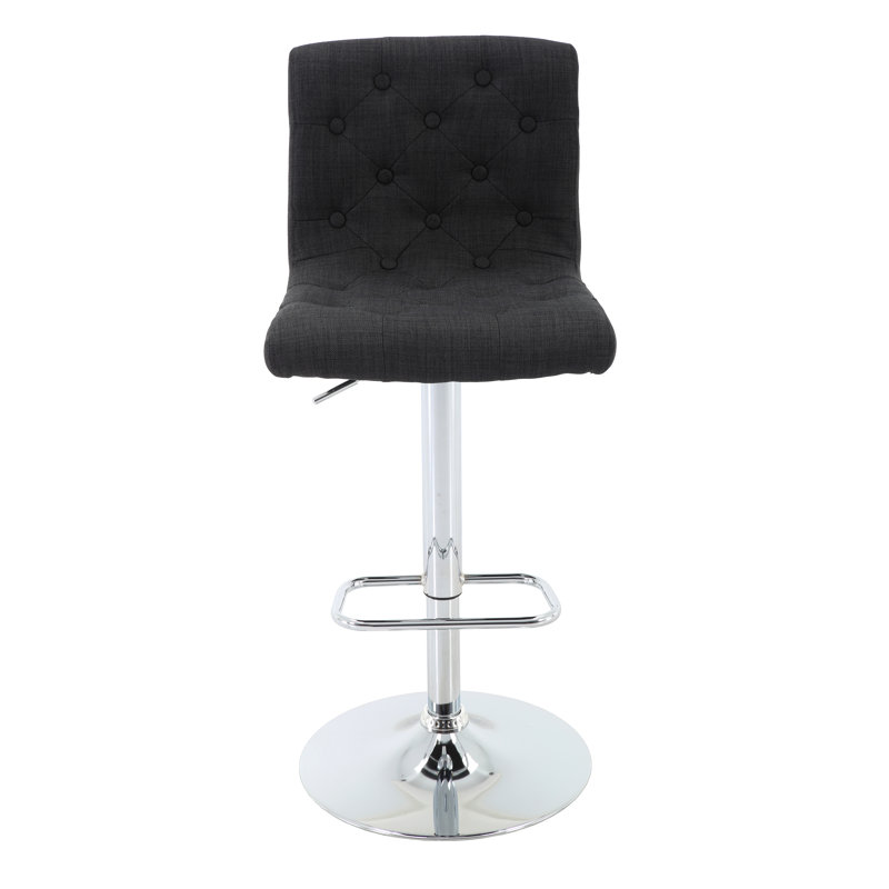 Juddson Swivel Adjustable Height Bar Stool, Charcoal, 1, Silver
